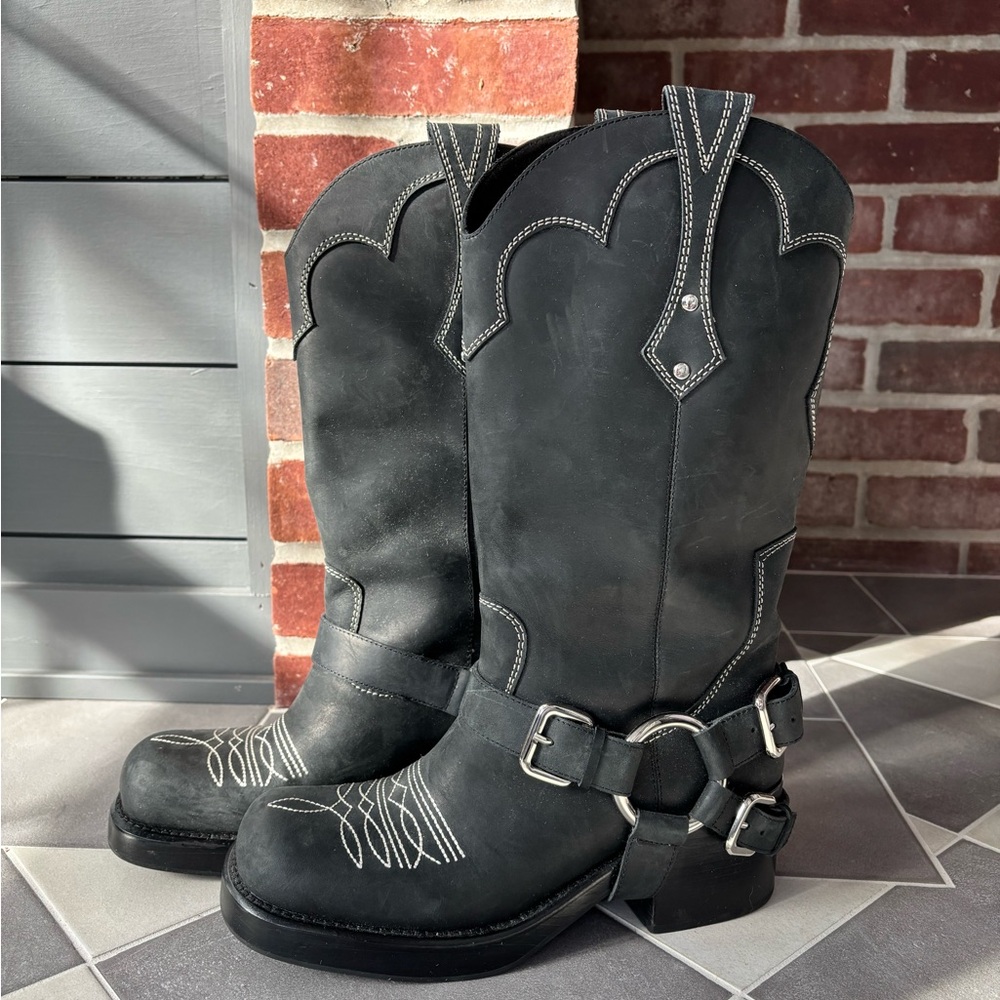Jeffrey Campbell x Free People x Understated Leather Motoboy Moto Harness Boots